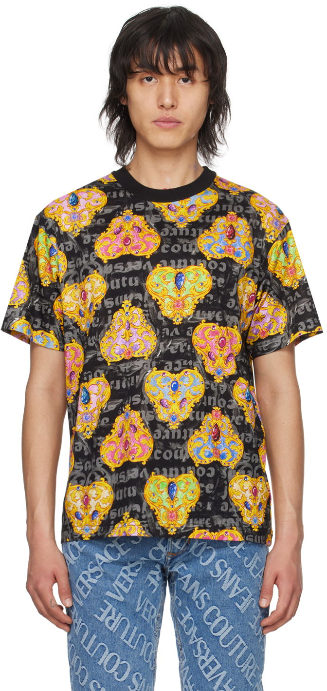 Majica Versace Jeans Couture Printed T-Shirt Črna | E76GAH6R0_EJS338