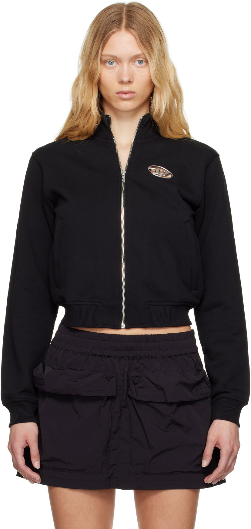 Pulover Diesel Diesel F-Flacin Cropped Track Jacket Črna | A16842 0BMBJ