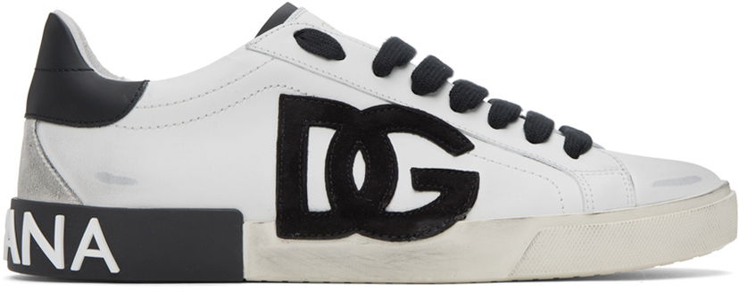 Superge in čevlji Dolce & Gabbana Off-White Portofino Vintage Sneakers Bela | CS2203AO277
