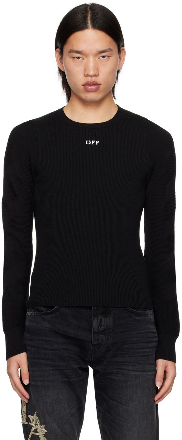 Pleteni pulover Off-White Black Diags Sweater Črna | OMHE171C99KNI0041010
