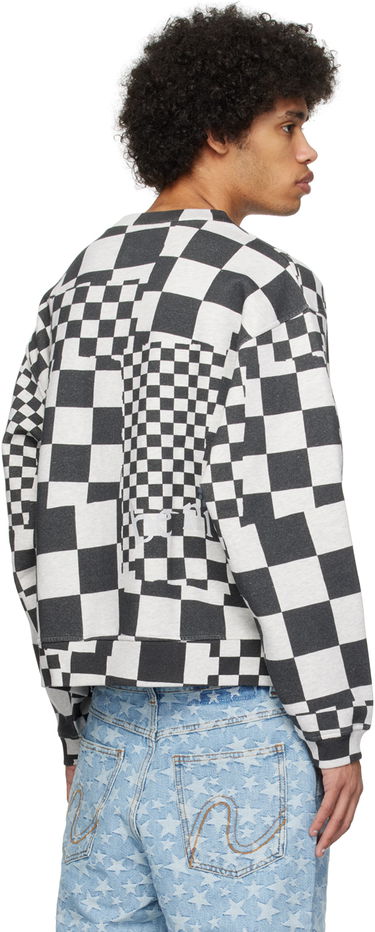 Pulover ERL 'Venice' Checkerboard Print Sweatshirt Siva | ERL08T023, 2