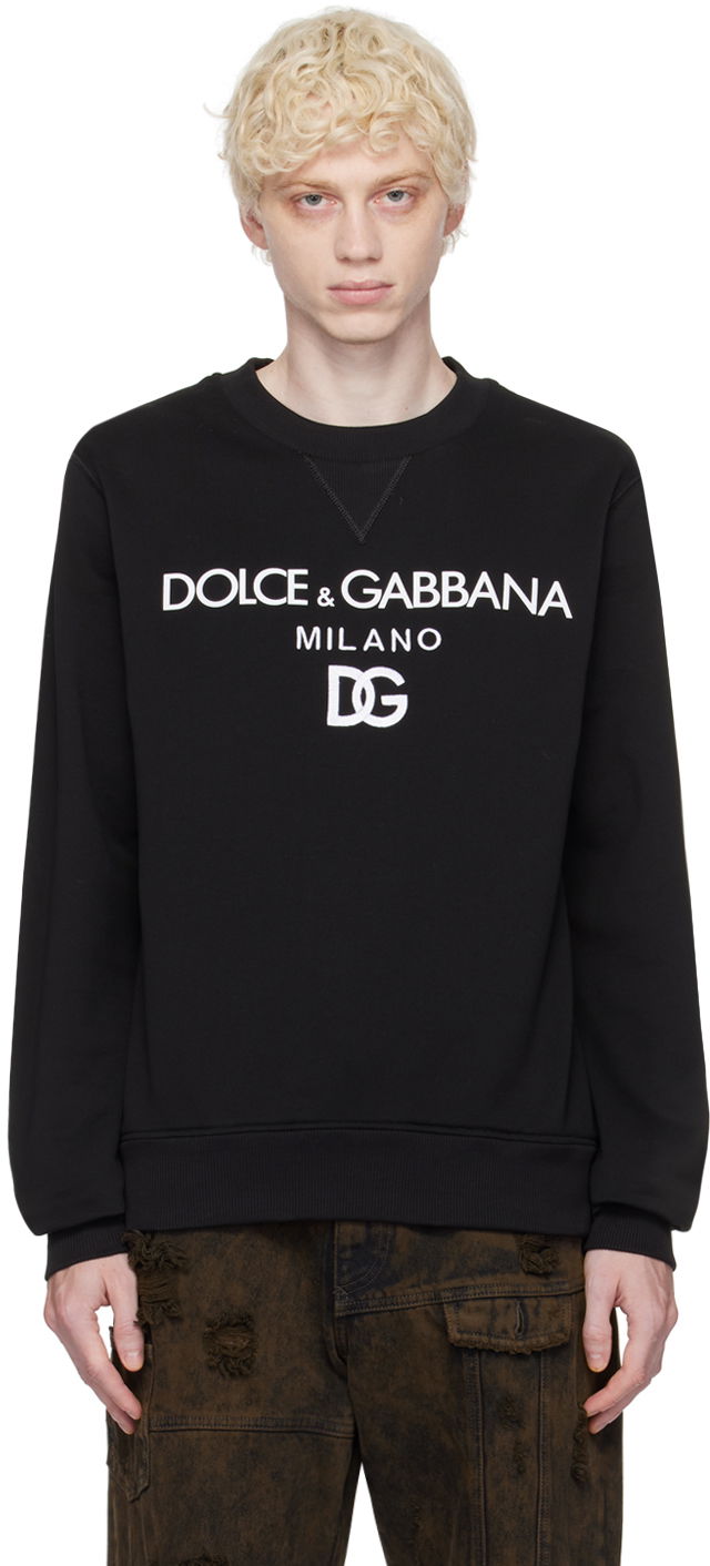 Pulover Dolce & Gabbana Black Embroidered Sweatshirt Črna | G9ACGZFU7DU