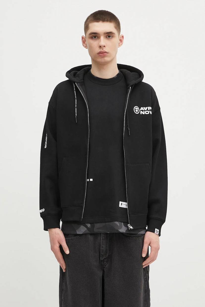 Pulover AAPE by A Bathing Ape AAPE Now Zip Up Hoodie Črna | AAPSWMB327XXN