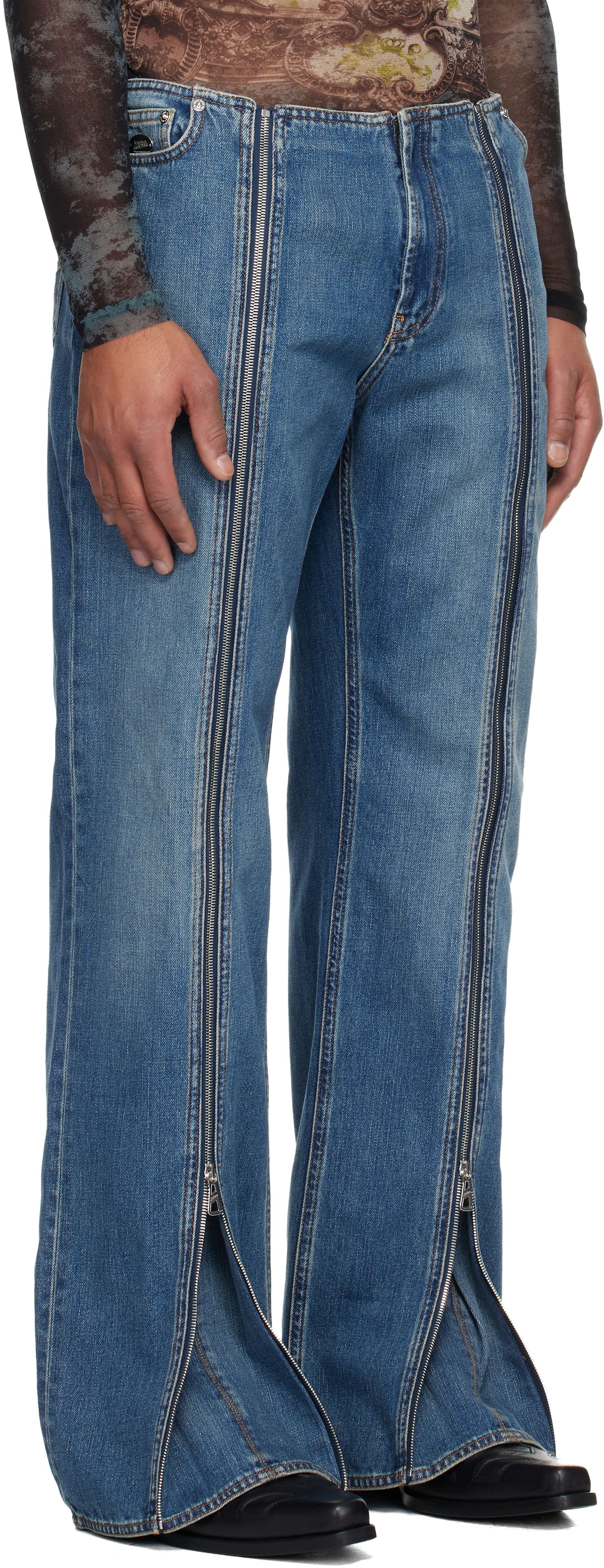 Kavbojke Jean Paul Gaultier Jean Paul Gaultier Zipped Seam Flare Jeans Modra | 25/04-W-TR031-D025-57, 1