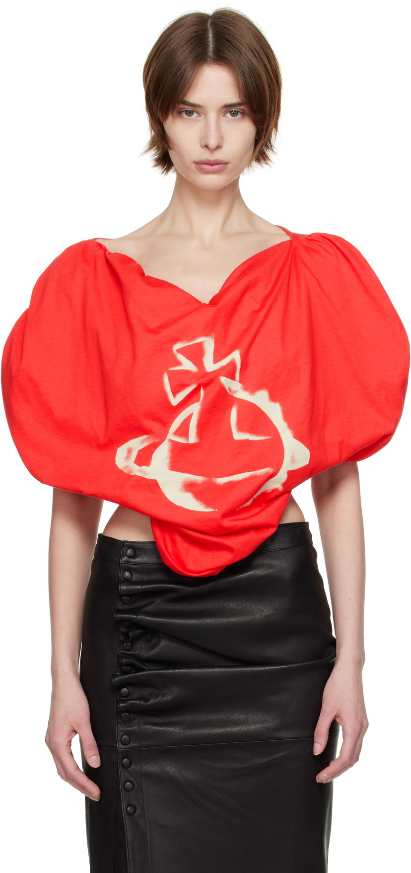 Majica Vivienne Westwood Vivienne Westwood Stencil Orb Heart Blouse Rdeča | 1G01000S-J001M-