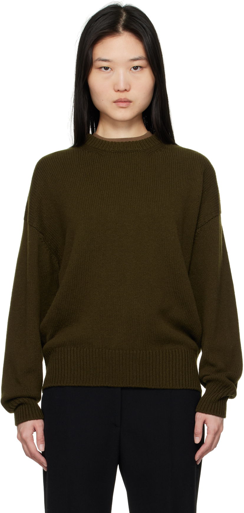 Pleteni pulover &Daughter &Daughter Balla Slouch Crewneck Sweater Zelena | F2401