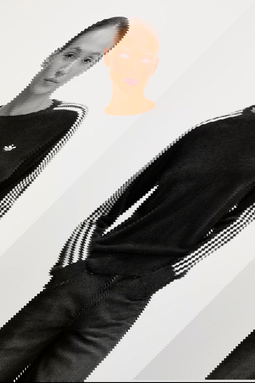 Pleteni pulover adidas Originals adidas Originals Holiday Fuzzy Sweater Črna | JX7813, 0