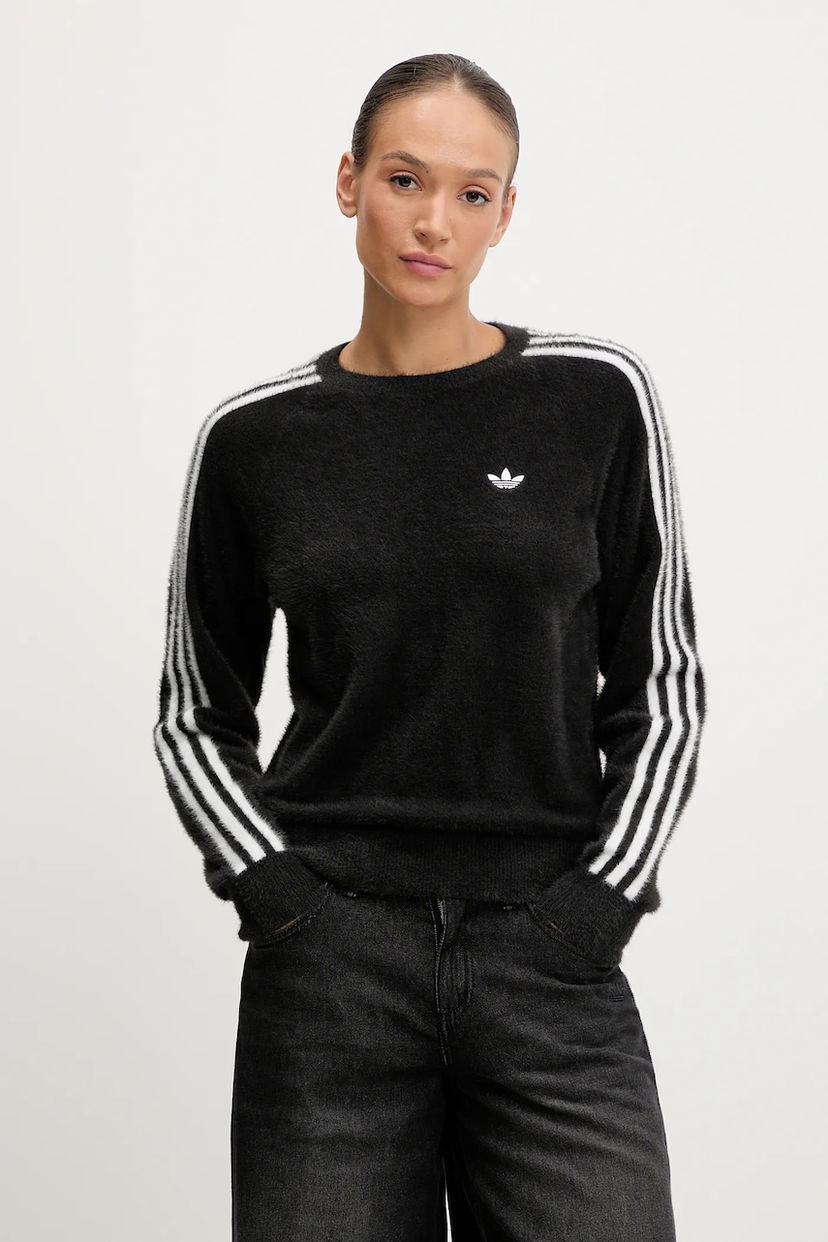 Pleteni pulover adidas Originals adidas Originals Holiday Fuzzy Sweater Črna | JX7813