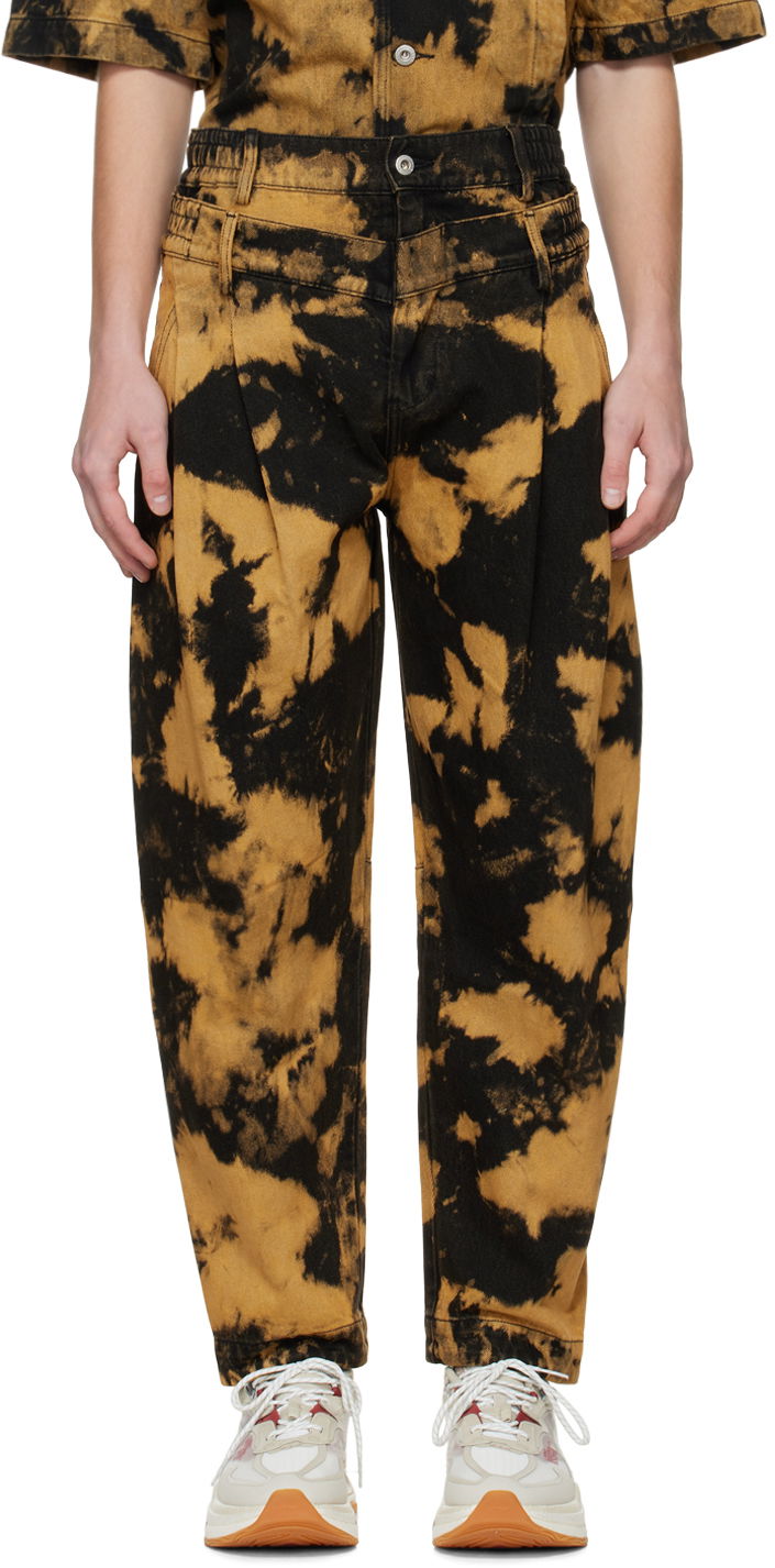 Hlače Feng Chen Wang Feng Chen Wang Tie-Dye Pleated Jeans Rjava | FUF14TR05