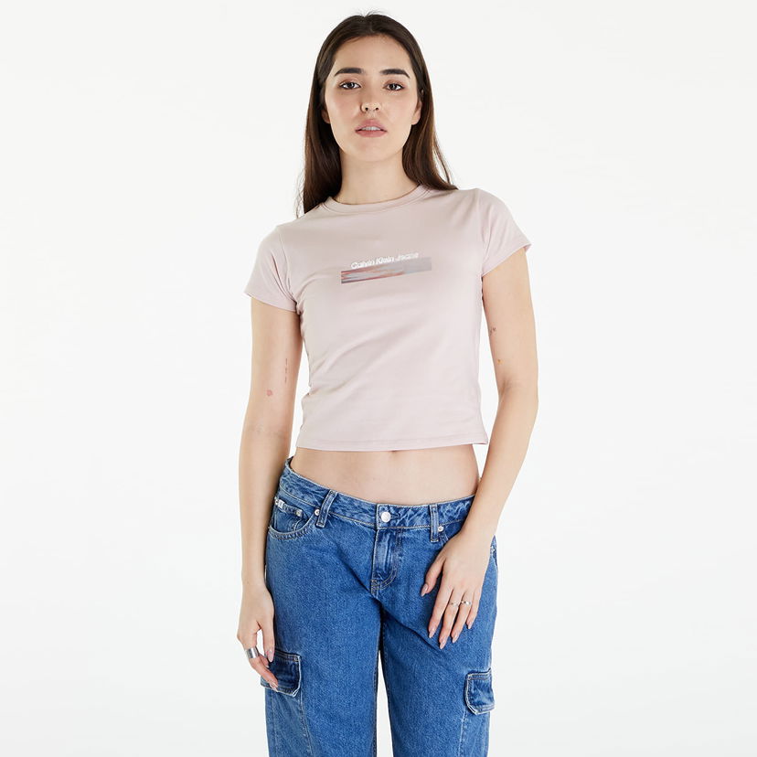 Majica CALVIN KLEIN Diffused Box Fitted Short Sleeve Tee Roza | J20J223167 TF6