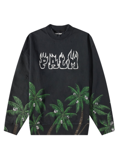 Pulover Palm Angels Palms & Skulls Vintage Crew Sweat Črna | PMBA065S23FLE0061055