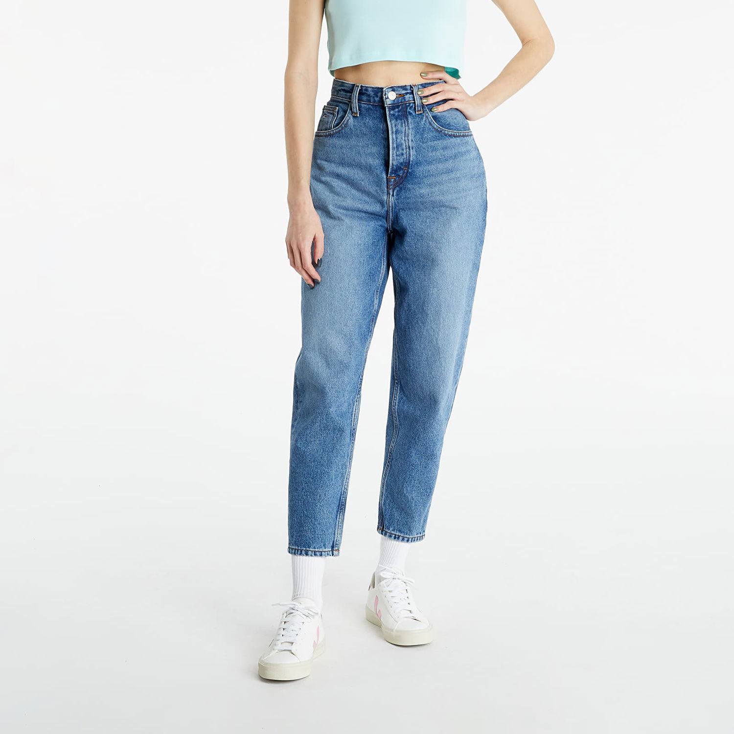 Kavbojke Tommy Hilfiger Mom Ultra High Rise Tapared Jeans Modra | DW0DW09599 1A5, 0
