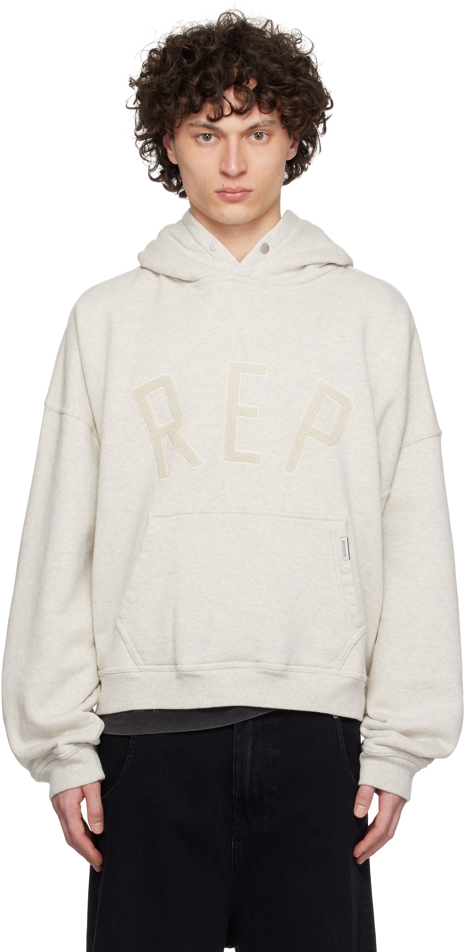 Pulover Represent Clo Represent 'Rep' Appliqué Hoodie Siva | MLM41211, 0