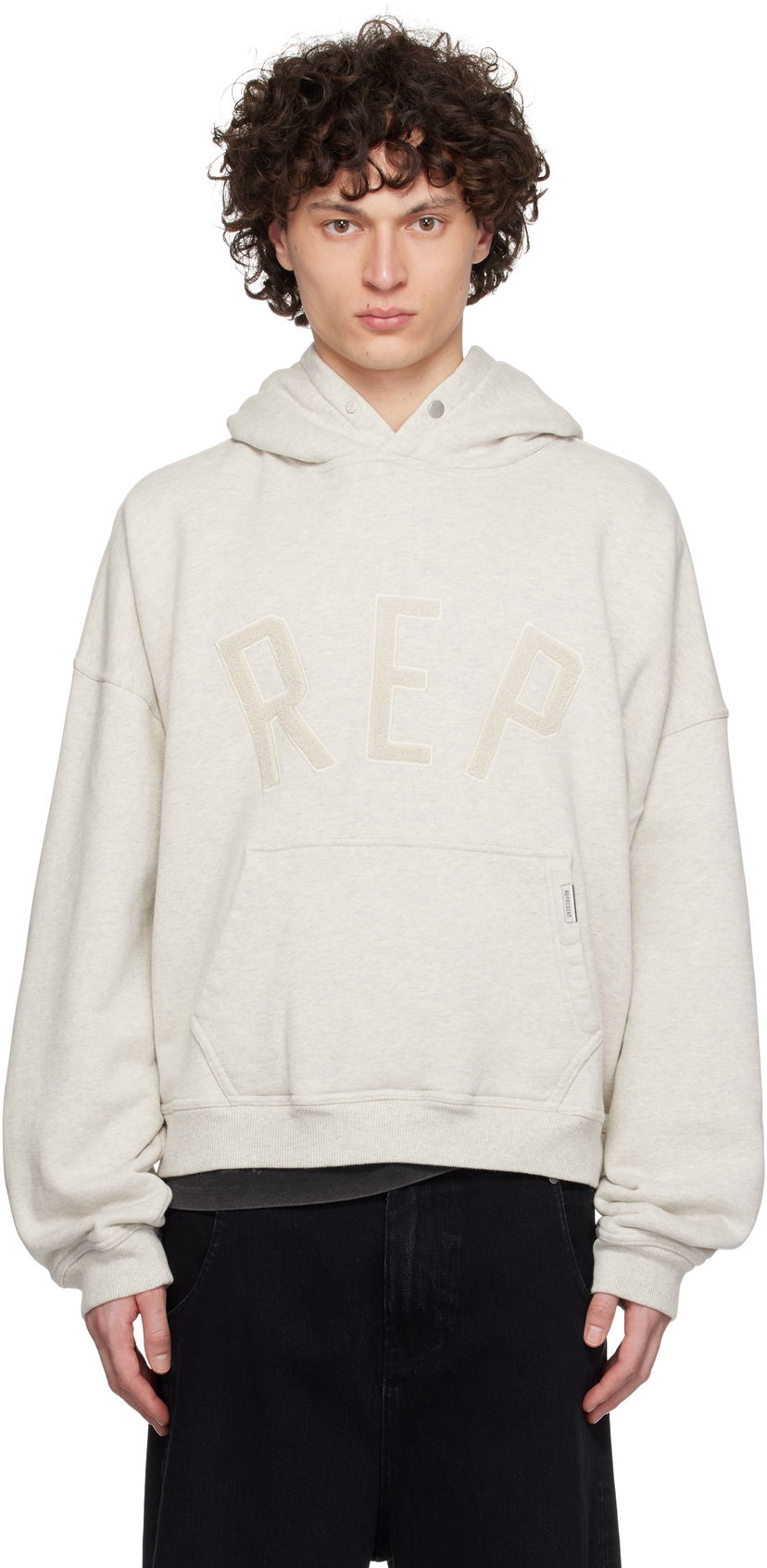 Pulover Represent Clo Represent 'Rep' Appliqué Hoodie Siva | MLM41211