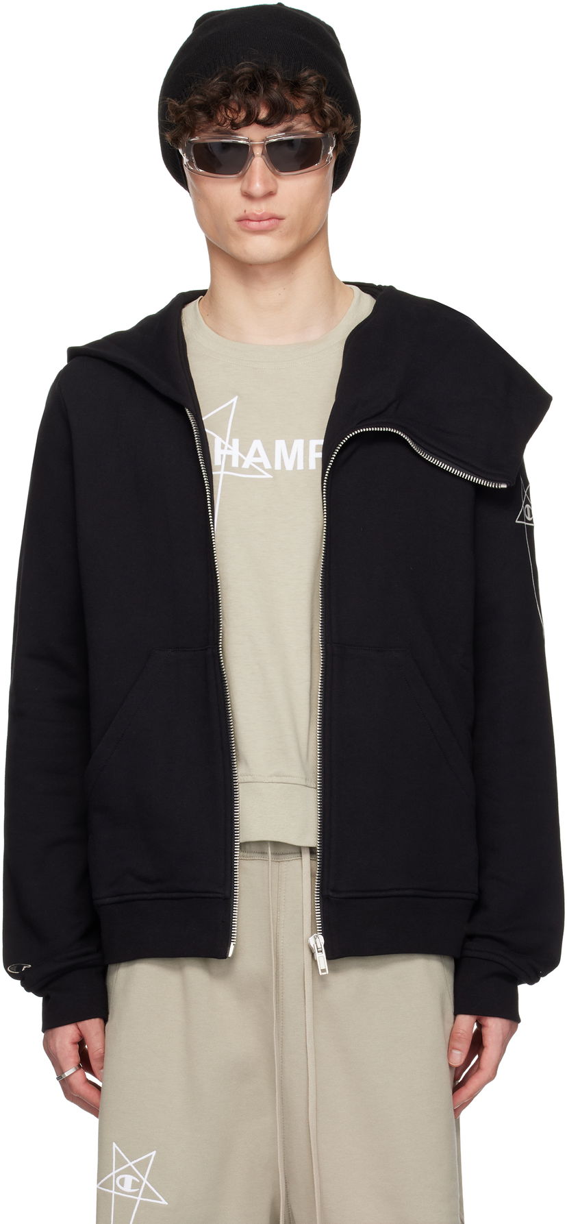 Pulover Rick Owens Rick Owens Champion Edition Mountain Hoodie Črna | CM01E1665 CHFE FELPA