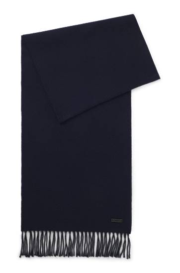Šala BOSS Wool Scarf with Twisted Fringes Mornarica | 50517218