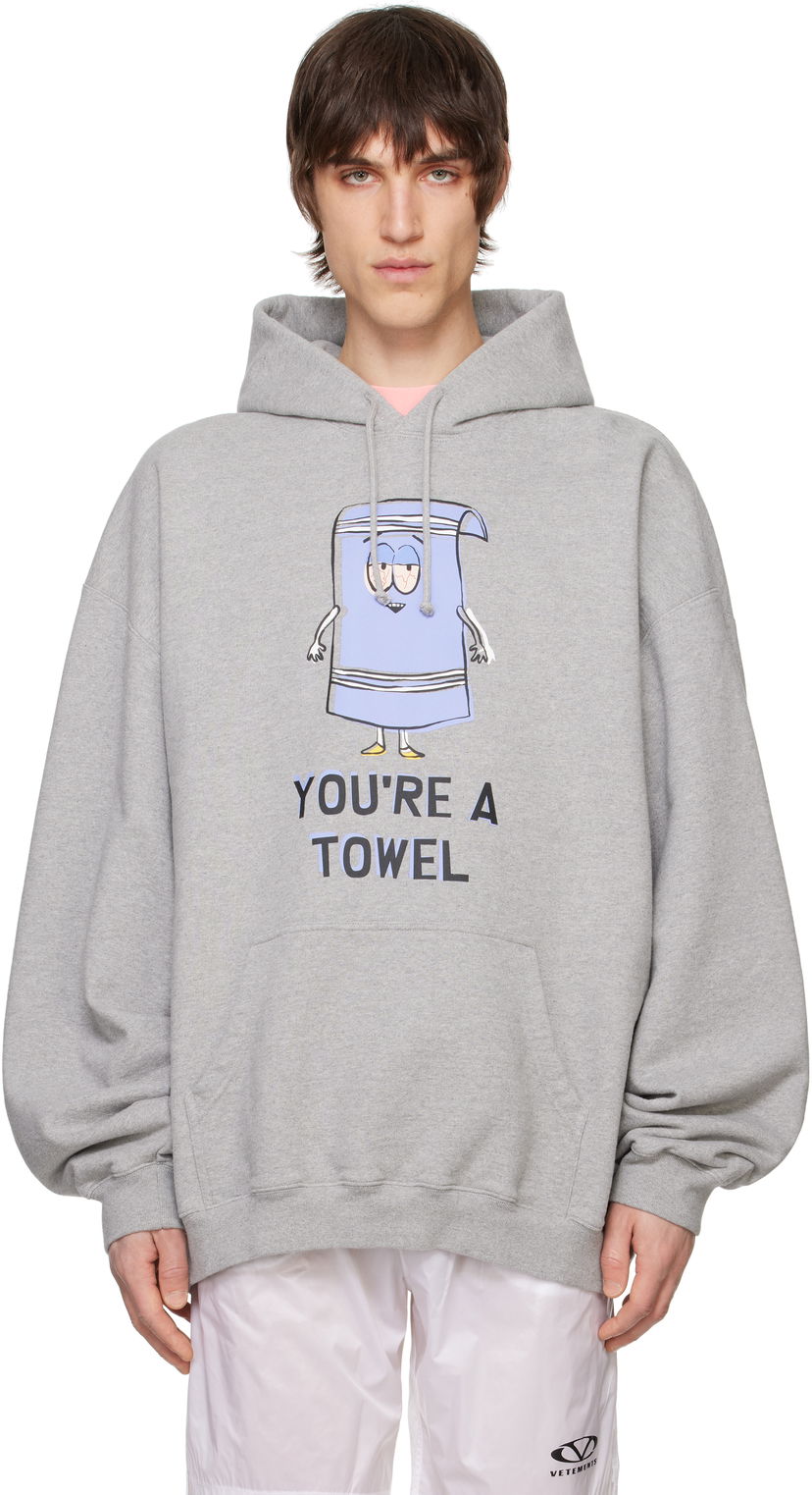 Pulover VETEMENTS Vetements Runway 'You're A Towel' Oversized Hoodie Siva | UA66HD680G