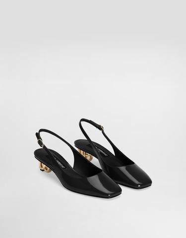 Modni dodatki Dolce & Gabbana Dolce & Gabbana Patent Leather Slingbacks with DG Heel Črna | CG0913A103780999, 1
