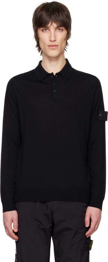 Pleteni pulover Stone Island Stone Island Pure Wool Long Sleeve Polo Črna | K1S15 5100071 S00FC, 0