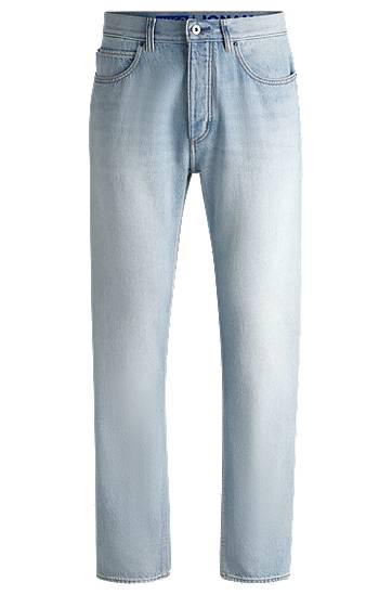 Kavbojke BOSS Regular Fit Stonewashed Jeans Modra | 50529225