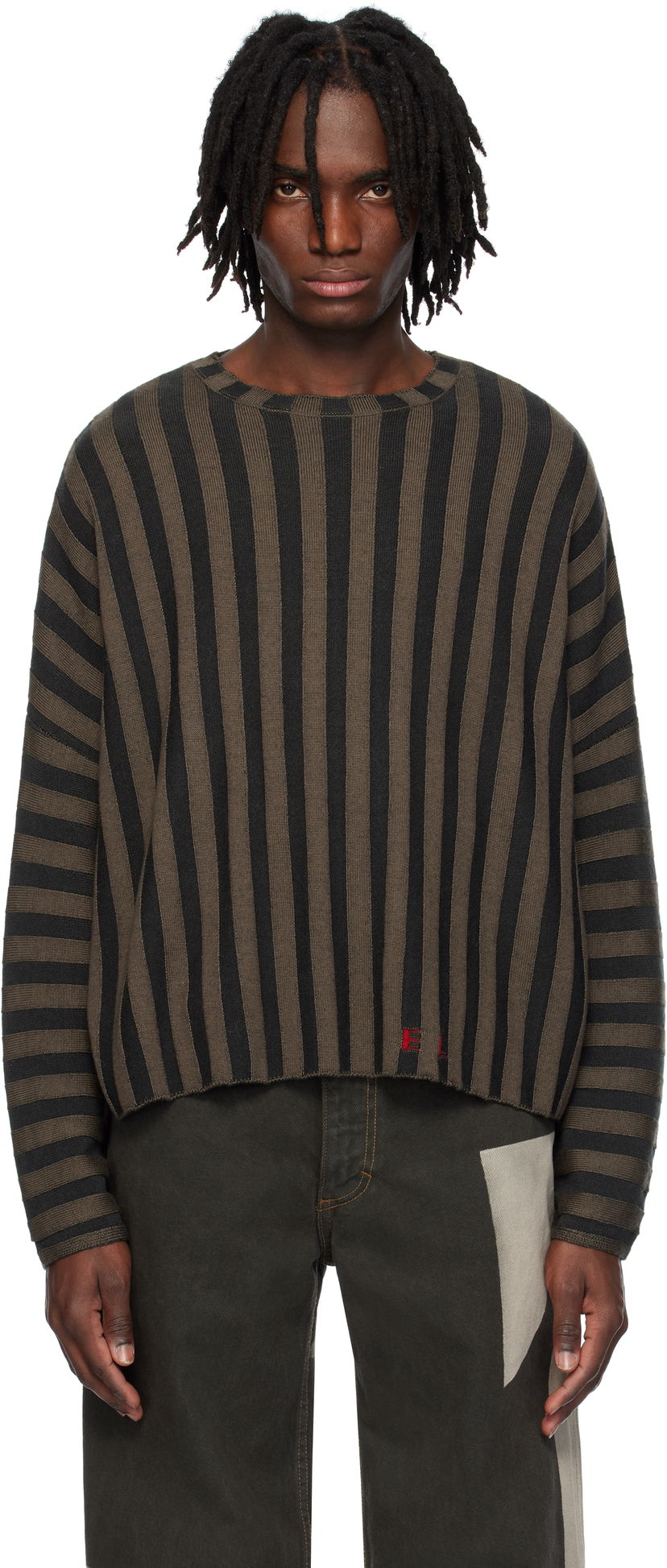 Pleteni pulover Eckhaus Latta Eckhaus Latta Striped Knit Sweater Rjava | 8026-EL-PS25-B - BOG