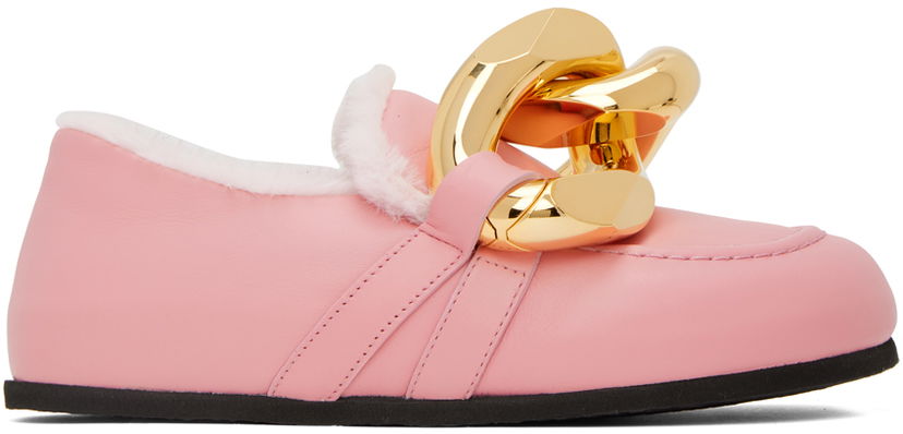 Superge in čevlji JW Anderson JW Anderson Shearling Chain Loafers Roza | ANW39000C