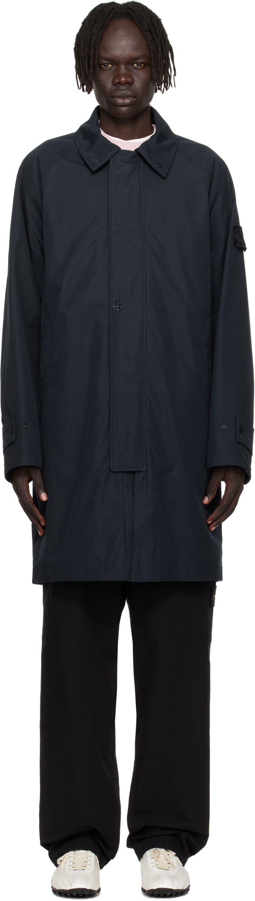 Plašči Stone Island Weatherproof Cotton Canvas Long Coat Mornarica | K2S15 7100018 S00F1