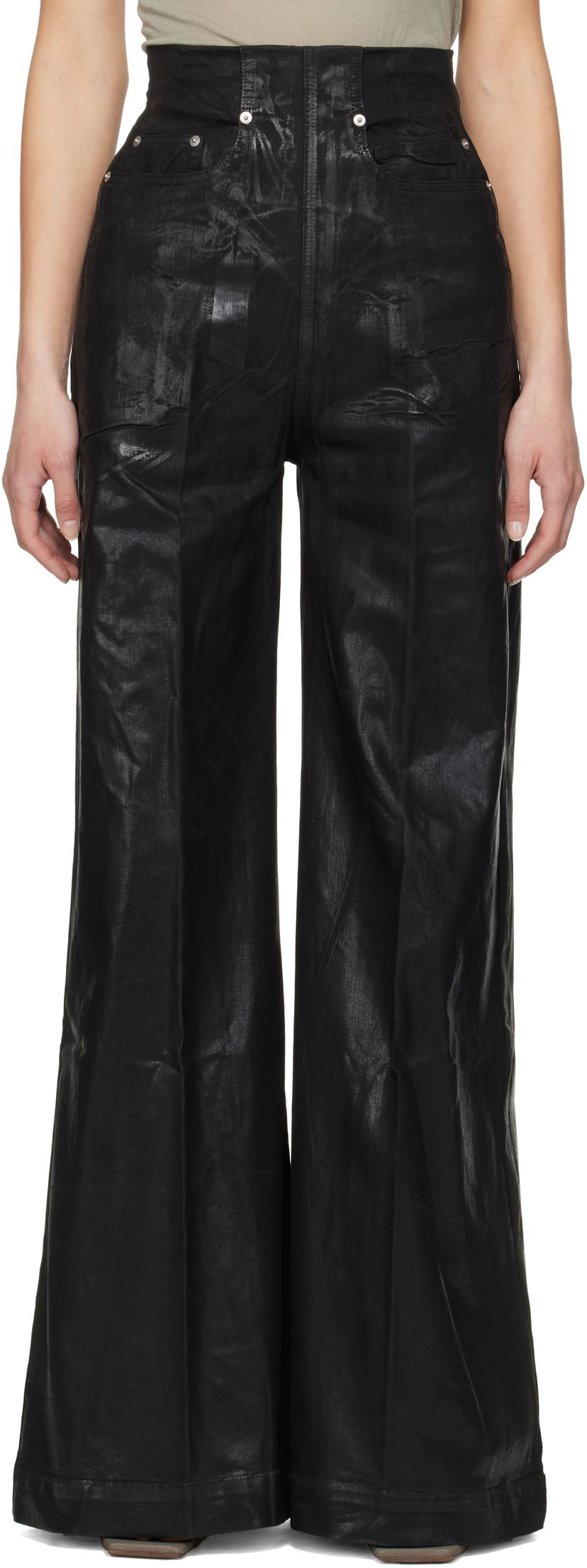 Hlače Rick Owens Rick Owens DRKSHDW Hollywood Dirt Cooper Flare Jeans Črna | DS01E3303 SCF
