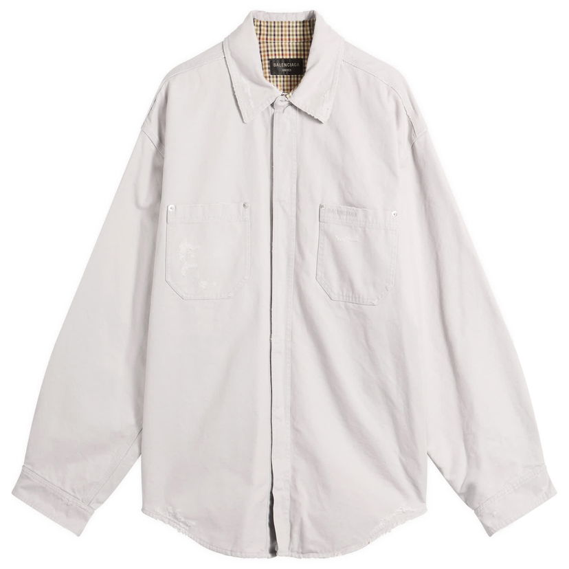 Srajce Balenciaga Heavy Cotton Workwear Overshirt, Size Large Bela | 839085-TRP15-1400