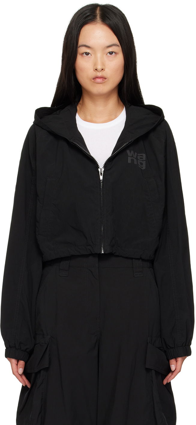 Pulover Alexander Wang Alexander Wang Logo Cropped Hooded Jacket Črna | 4WC3242087