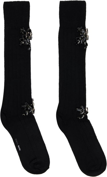 Nogavice Simone Rocha Simone Rocha Embellished Rose Knee Socks Črna | SOCK63B 0634, 0