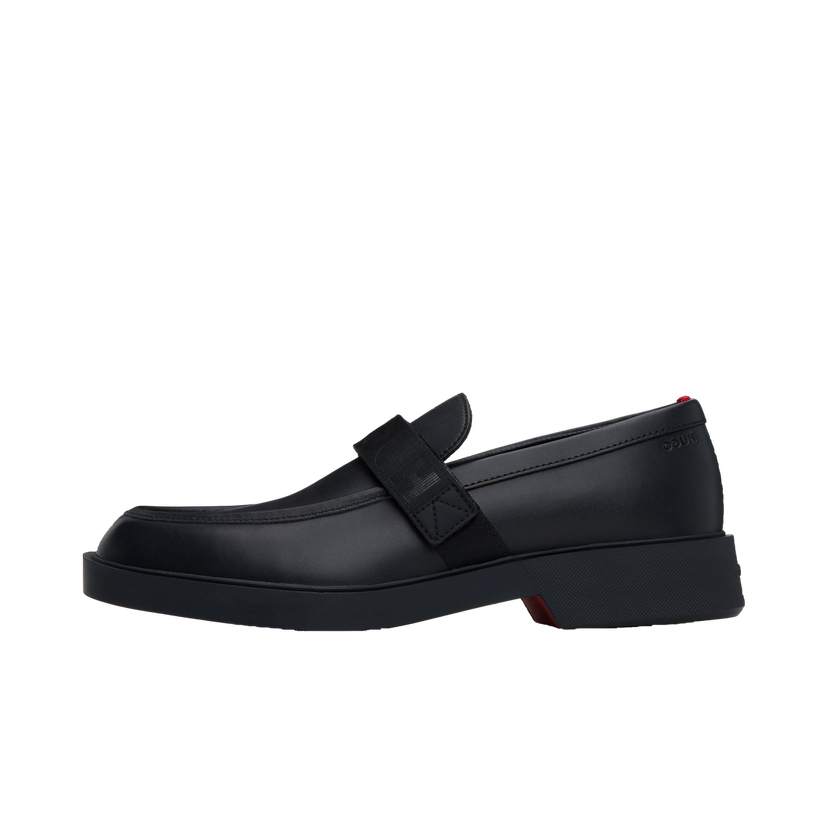 Superge in čevlji BOSS Hugo Black Leather Loafers Črna | 50536228