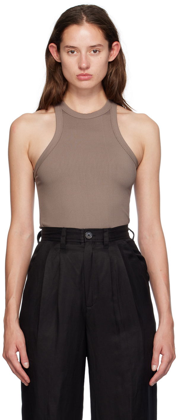 Majica brez rokavov Anine Bing Eva Ribbed Tank Top Rjava | A-08-10269-BWN27