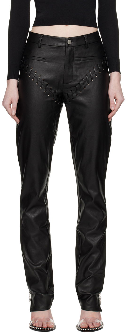 Hlače Miaou Miaou Hannah Jewett Edition Faux-Leather Trousers Črna | 1031PUBLK
