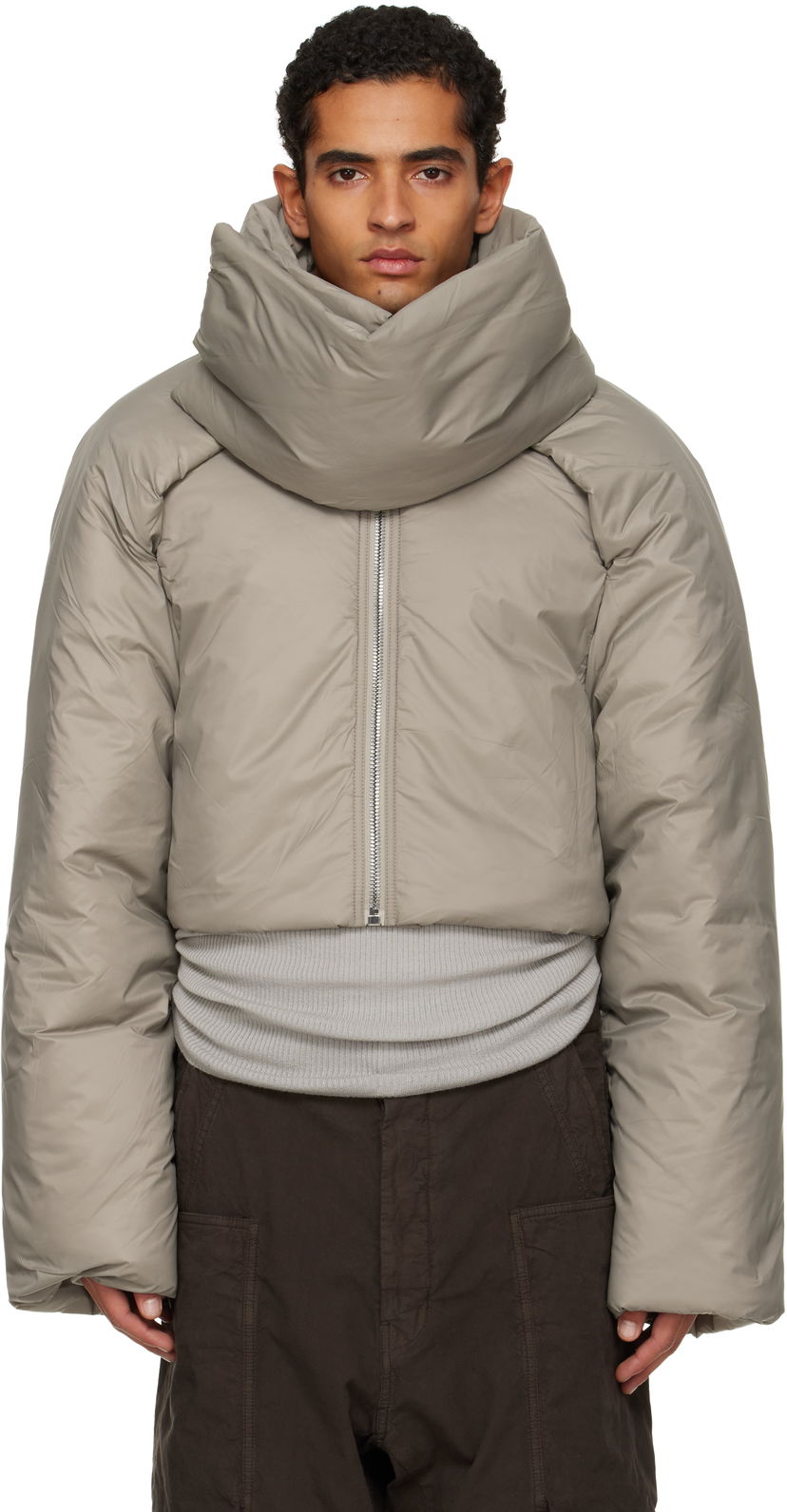 Puhovka Rick Owens Rick Owens DRKSHDW Concordians Convertible Cropped High-Neck Puffer Jacket Bež | DU02E7777 NP