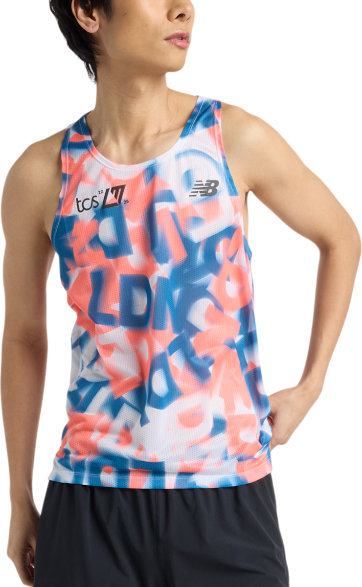 Majica brez rokavov New Balance London Edition Printed Running Singlet Večbarvna | mt51297d-mlt, 0