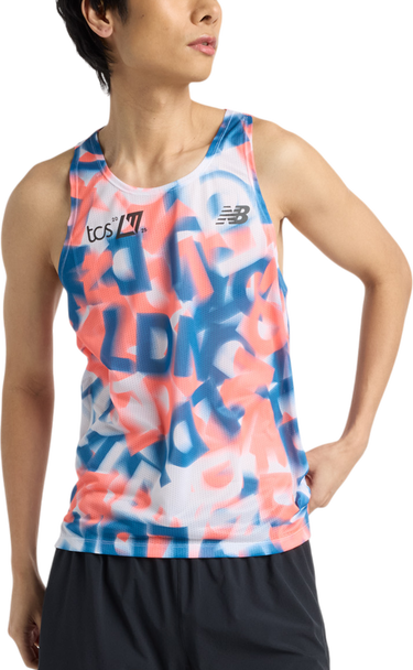 Majica brez rokavov New Balance London Edition Printed Running Singlet Večbarvna | mt51297d-mlt, 0