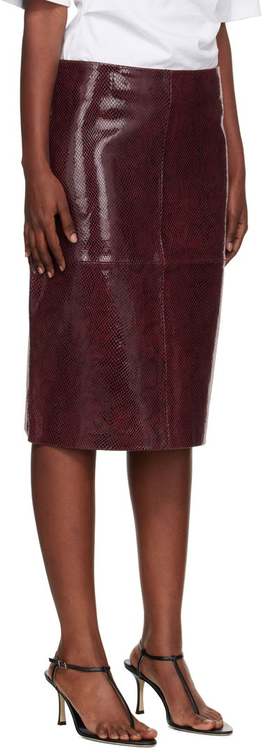 Krila Róhe Róhe Snake Leather Midi Skirt Bordo | 416-32-166, 1