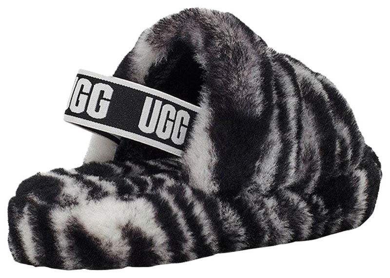 Superge in čevlji UGG UGG Fluff Yeah Slide Zebra Kids Slippers Črna | 1116156K-BWHT, 0