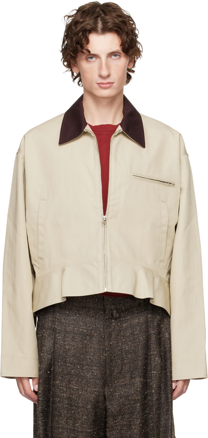 Jakna JW Anderson JW Anderson Curved Hem Jacket Bež | JK0413-PG1802