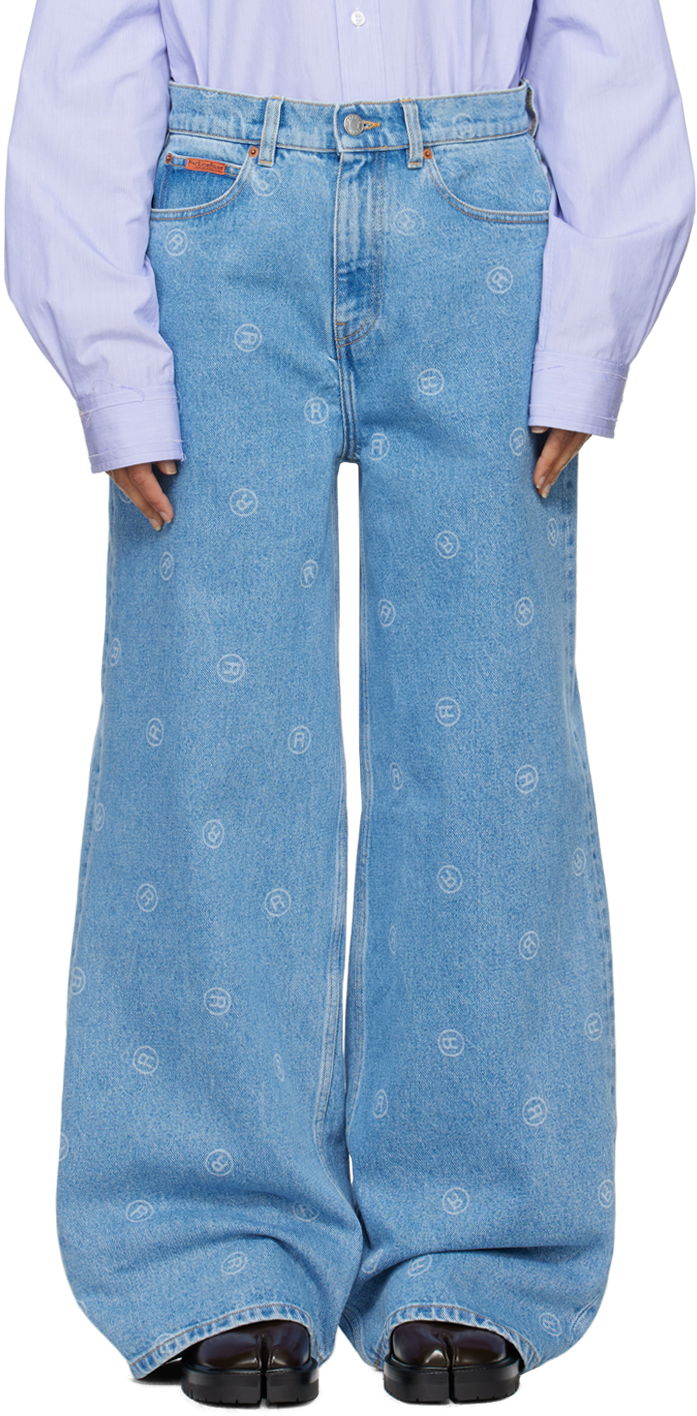 Kavbojke Martine Rose Wide Leg Jeans Modra | 225WD05508