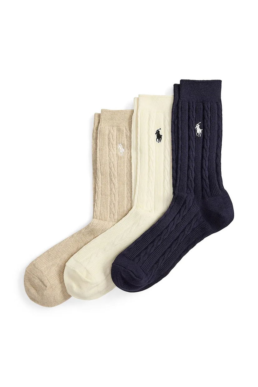 Nogavice Polo by Ralph Lauren Polo Ralph Lauren Cable-Knit Socks, 3-Pack Večbarvna | 455923551