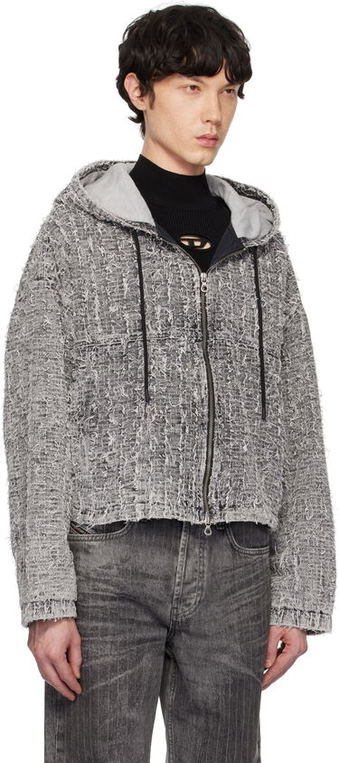 Pulover Diesel Diesel De-Flow-S1 Frayed Denim Zip-Up Hoodie Siva | A16366-0ABCR-02, 1