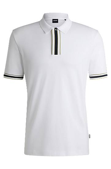 Polo majica BOSS Interlock Cotton Polo Shirt with Contrast Tipping Bela | 50486186