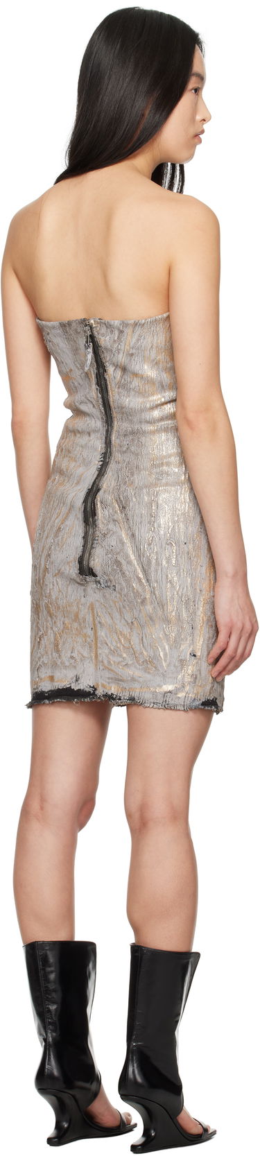 Obleke Rick Owens Rick Owens Hollywood Prong Denim Minidress Kovinski | RP01E7531 SGMC, 2