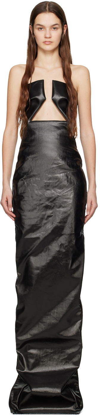 Obleke Rick Owens Lacquered Maxi Dress Črna | RP01C5528 SLQ