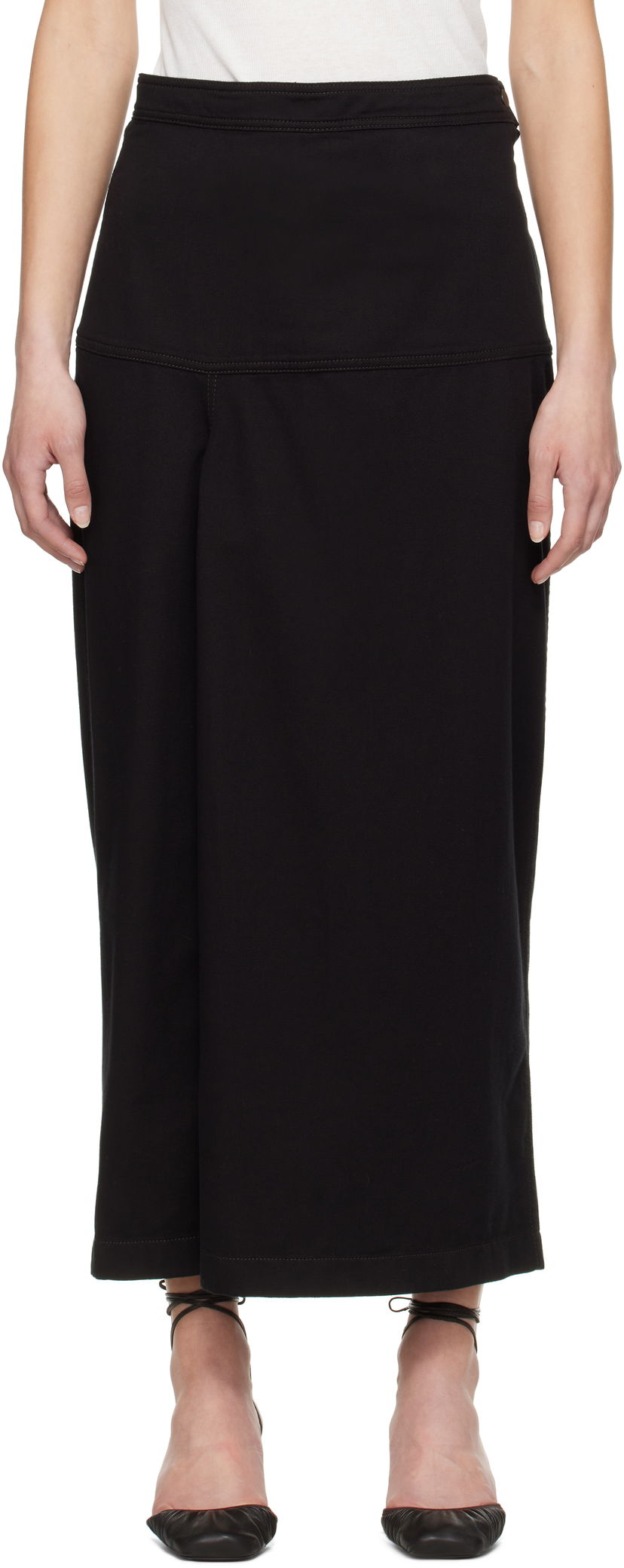 Krila LEMAIRE Lemaire Slit Midi Denim Skirt Črna | SK1046 LD1028