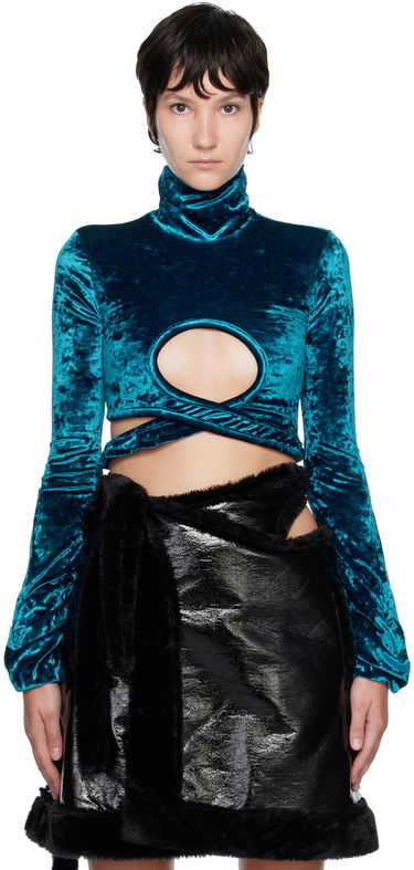 Pleteni pulover Ottolinger Ottolinger Wrap Loop Turtleneck Turkizna | 401702, 0