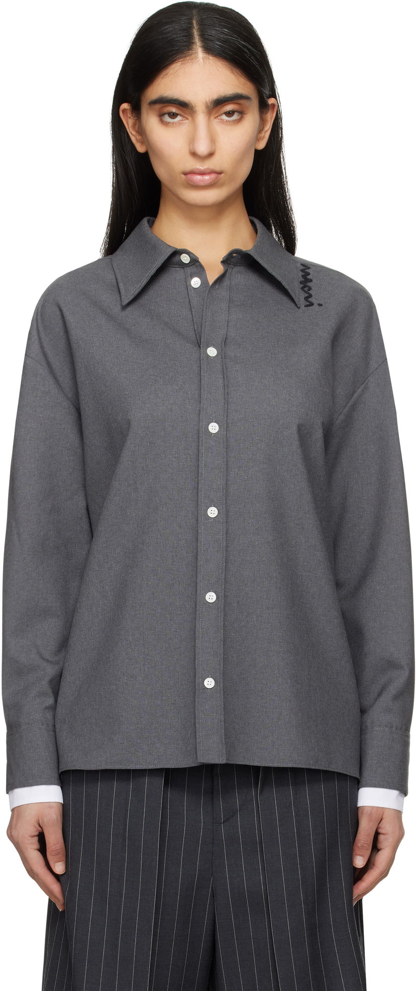 Srajce Marni Marni Tropical Wool Shirt Siva | CAMA0613QS TW839