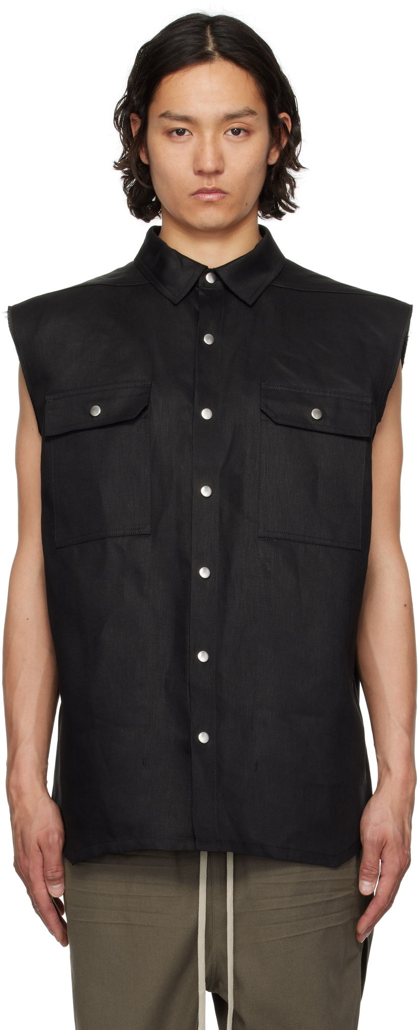 Telovnik Rick Owens Rick Owens Hollywood Jumbo Sleeveless Overshirt Črna | RR01E5708 TWL